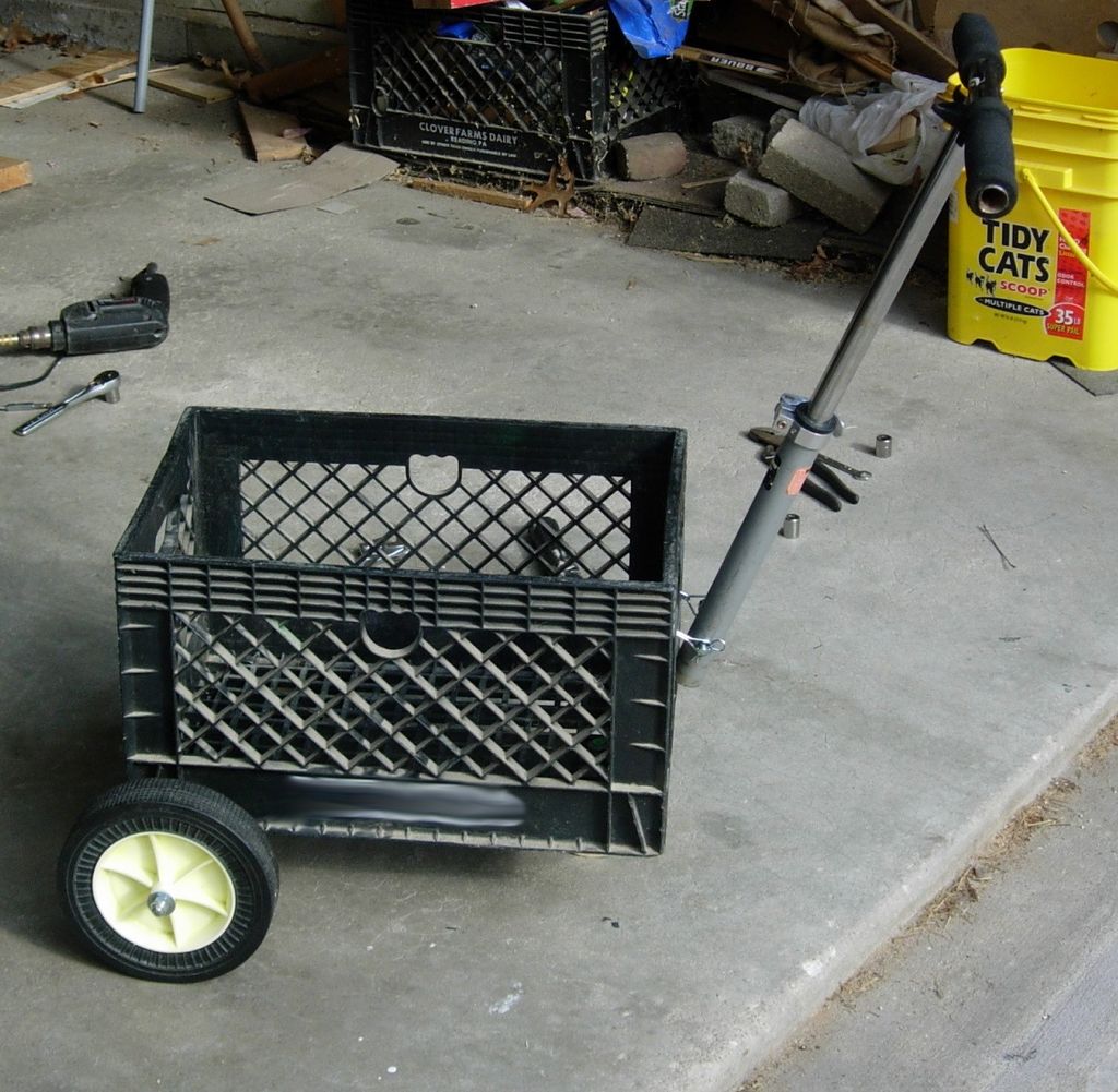 Milk crate with wheels