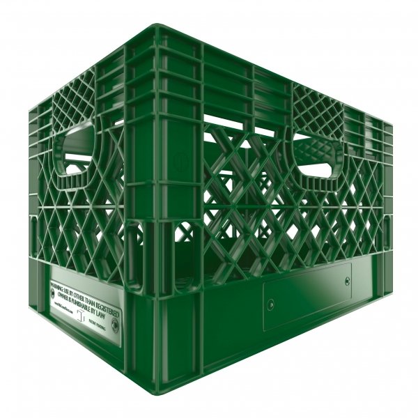 Pallet of 96 Green Rectangular Milk Crates