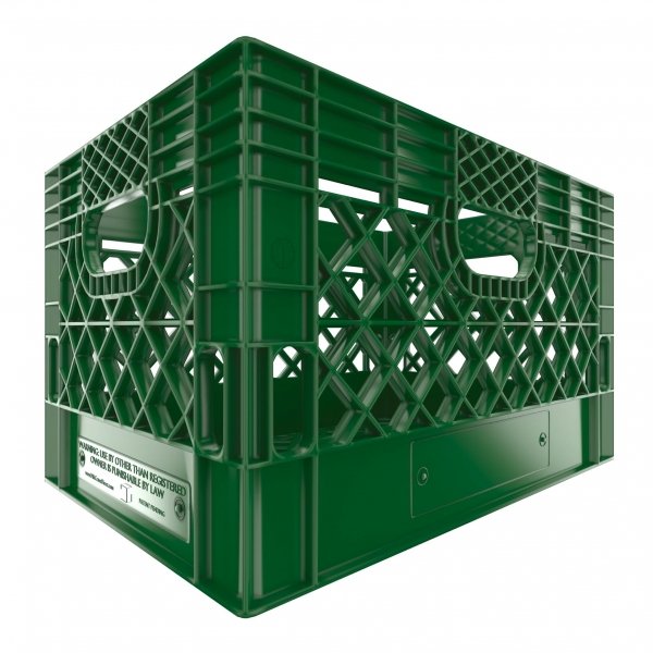 Pallet of 48 Green Rectangular Milk Crates