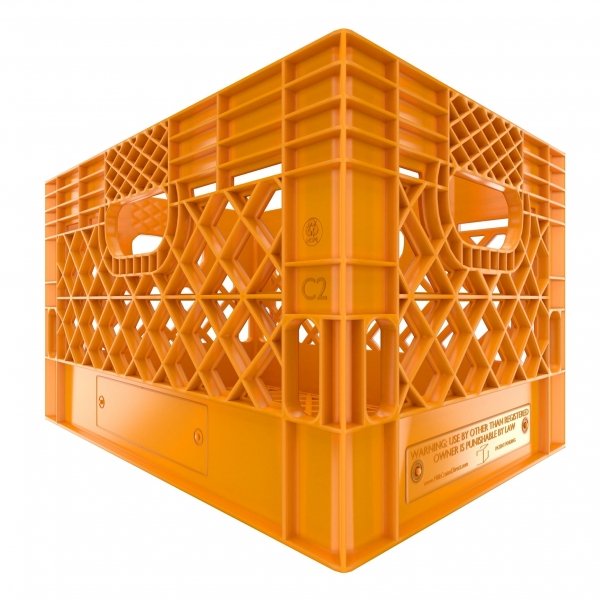 Pallet of 96 Orange Rectangular Milk Crates