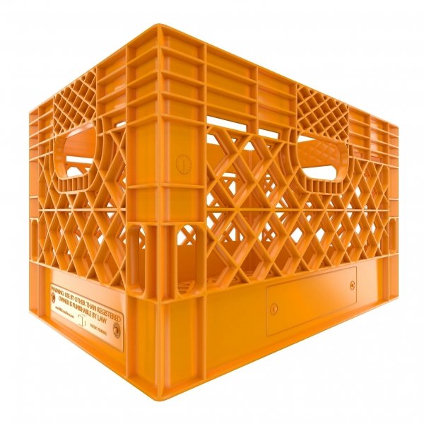 Pallet of 96 Orange Rectangular Milk Crates