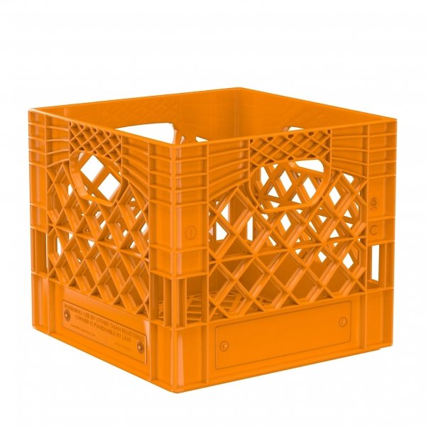 Pallet of 48 Orange Square Milk Crates