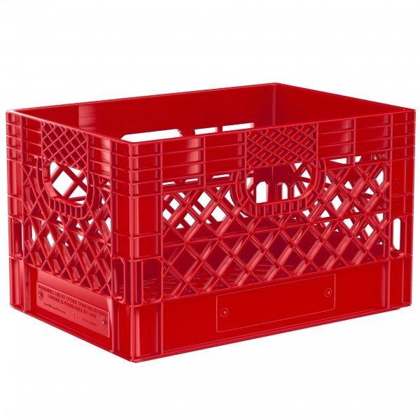 Pallet of 48 Red Rectangular Milk Crates