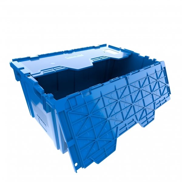 Attached Lid Tote - 22x15x10 Industrial Strength Round Trip Tote. Made in USA.