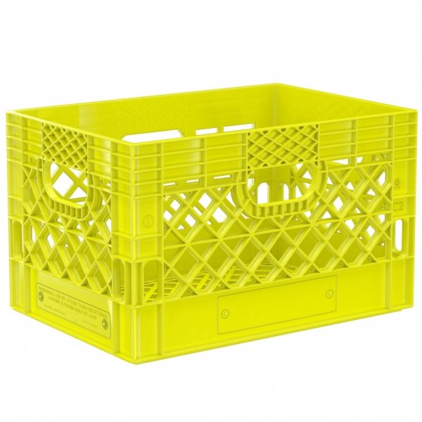 Set of 3 Yellow Rectangular Milk Crates