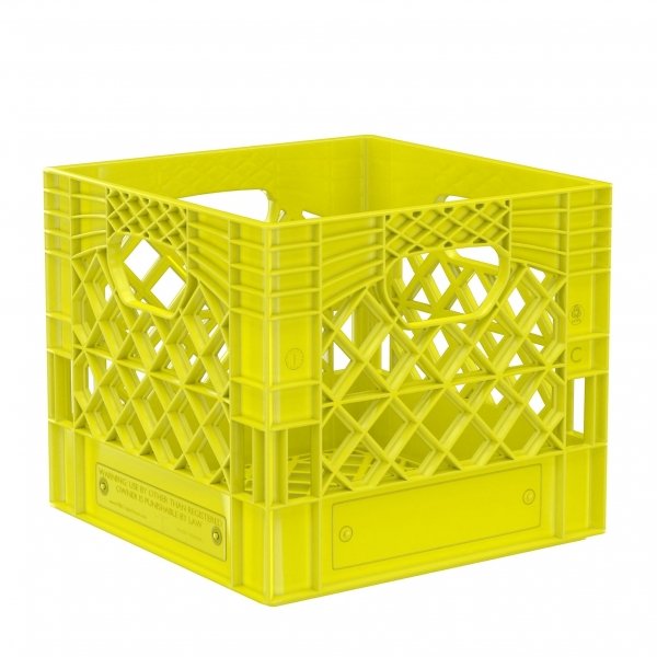 Pallet of 96 Yellow Square Milk Crates