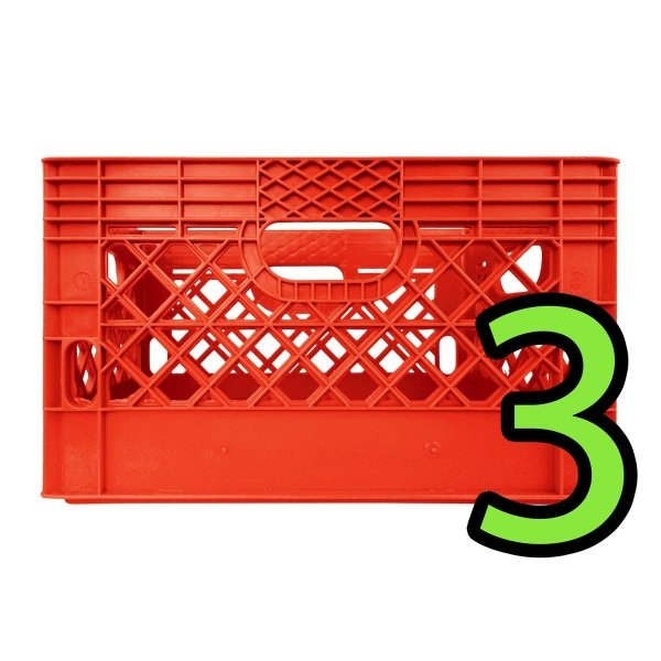 Set of 3 Orange Rectangular Milk Crates