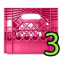 Set of 3 Pink Square Milk Crates