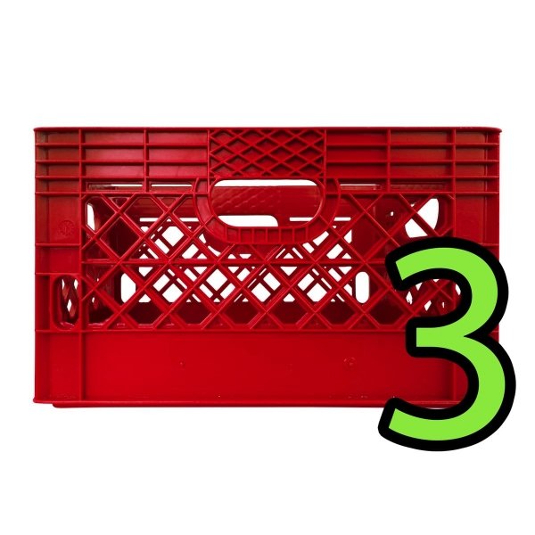 Set of 3 Red Rectangular Milk Crates