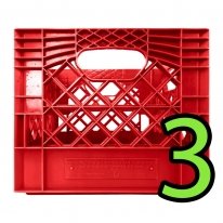 Set of 3 Red Square Milk Crates