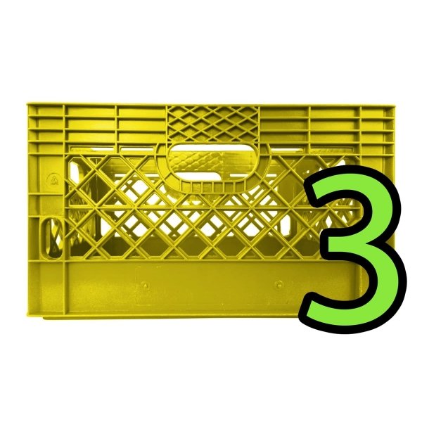 Set of 3 Yellow Rectangular Milk Crates