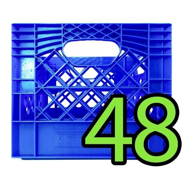 Pallet of 48 Blue square milk crates - Mixed colors, robust quality