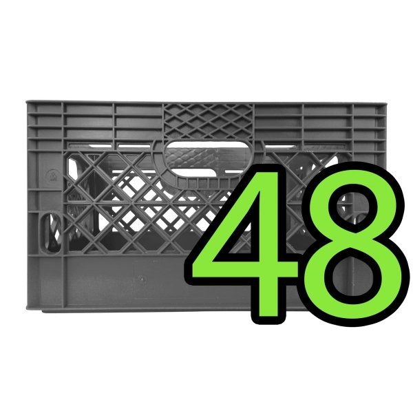 Pallet of 48 Gray Rectangular Milk Crates