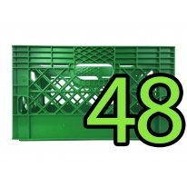 Pallet of 48 Green Rectangular Milk Crates