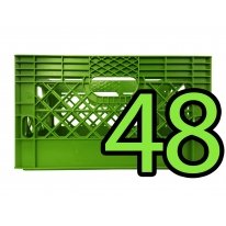 Pallet of 48 Lime Rectangular Milk Crates