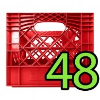 Pallet of 48 Red Square Milk Crates