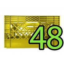 Pallet of 48 Yellow Rectangular Milk Crates