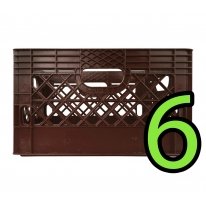 Set of 6 Brown Rectangular Milk Crates