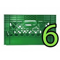 Set of 6 Green Rectangular Milk Crates
