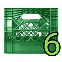 Set of 6 Green Square Milk Crates