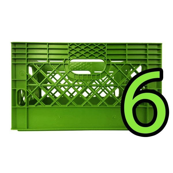 Set of 6 Lime Rectangular Milk Crates