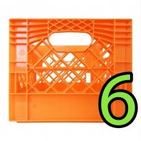 Set of 6 Orange Square Milk Crates