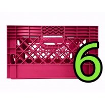 Set of 6 Pink Rectangular Milk Crates