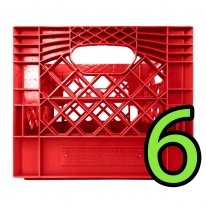 Set of 6 Red Square Milk Crates