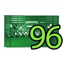 Pallet of 96 Green Rectangular Milk Crates