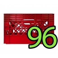 Pallet of 96 Red Rectangular Milk Crates