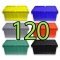 Pallet of 120 Heavy-Duty Plastic Totes w. Attached Lid 