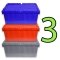 Set of 3 Heavy-Duty Plastic Totes w. Attached Lid 