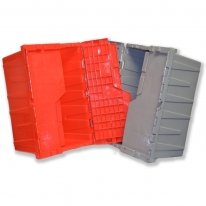 Attached Lid Containers. Lockable - Nestable - Heavy Duty