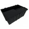 Set of 6 Black Heavy-Duty Plastic Totes w. Attached Lid 