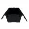 Set of 3 Black Heavy-Duty Plastic Totes w. Attached Lid 