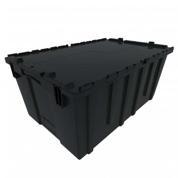 Attached Lid Tote (Pallet of 60) - 22x15x10 Industrial Strength Round Trip Tote. Made in USA.