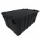 Set of 6 Black Heavy-Duty Plastic Totes w. Attached Lid 