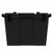 Set of 6 Black Heavy-Duty Plastic Totes w. Attached Lid 