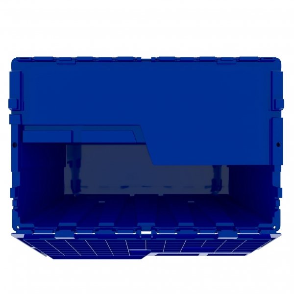 Pallet of 60 Heavy-Duty Plastic Totes w. Attached Lid 