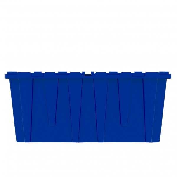Set of 3 Blue Heavy-Duty Plastic Totes w. Attached Lid 