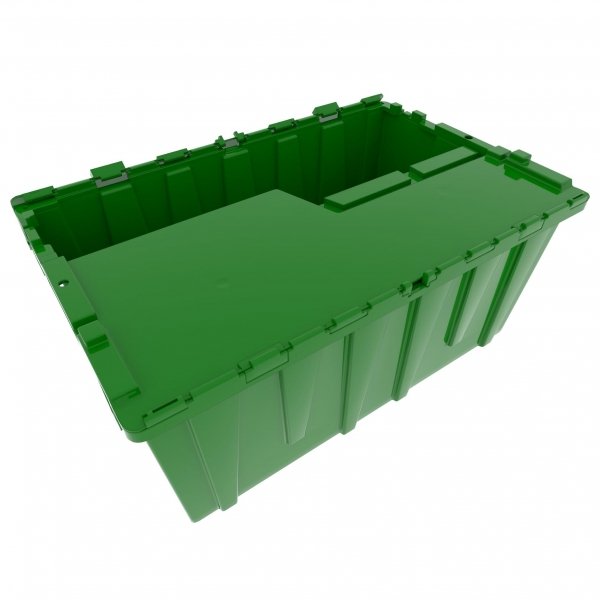 Attached Lid Tote - 22x15x10 Industrial Strength Round Trip Tote. Made in USA.