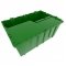 Pallet of 120 Green Heavy-Duty Plastic Totes w. Attached Lid 