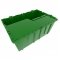 Set of 3 green Heavy-Duty Plastic Totes w. Attached Lid 