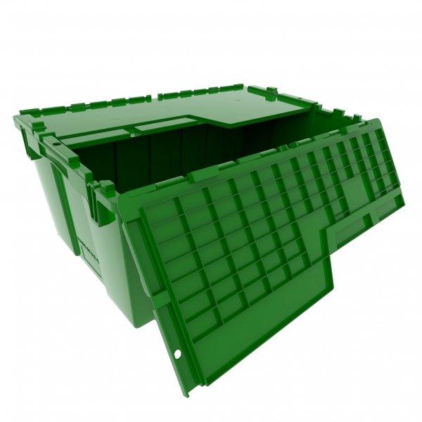 Attached Lid Tote - 22x15x10 Industrial Strength Round Trip Tote. Made in USA.