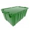 Set of 3 green Heavy-Duty Plastic Totes w. Attached Lid 