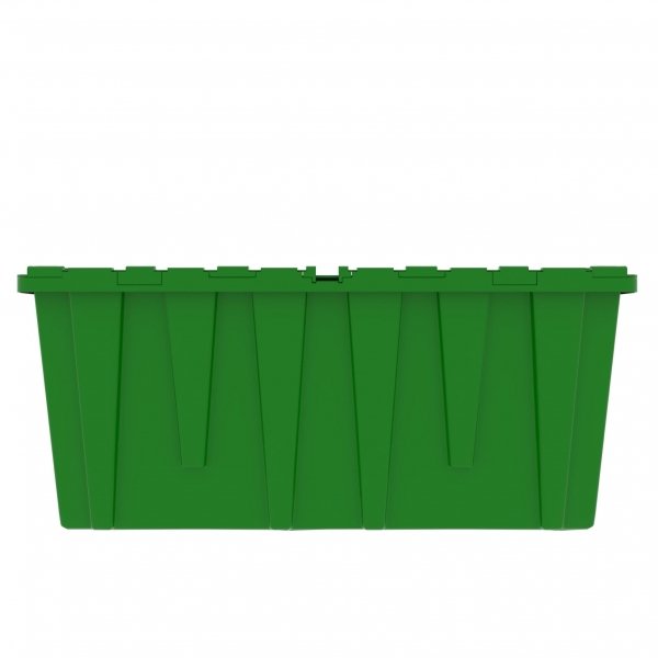 Set of 6 Heavy-Duty Plastic Totes w. Attached Lid 