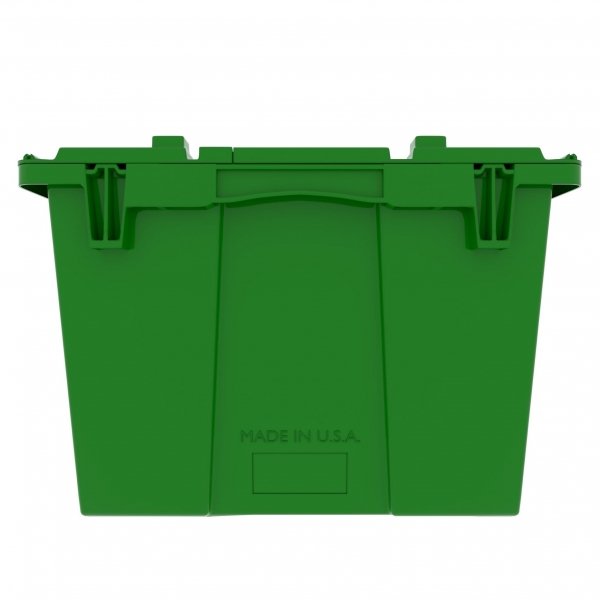 Attached Lid Tote (Pallet of 60) - 22x15x10 Industrial Strength Round Trip Tote. Made in USA.