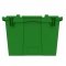 Set of 3 green Heavy-Duty Plastic Totes w. Attached Lid 