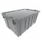 Pallet of 60 Gray Heavy-Duty Plastic Totes w. Attached Lid 