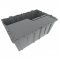 Pallet of 60 Gray Heavy-Duty Plastic Totes w. Attached Lid 
